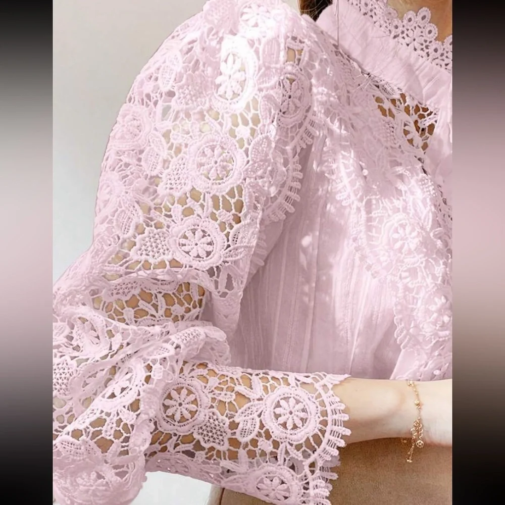 Elegant Lace Pink Blouse